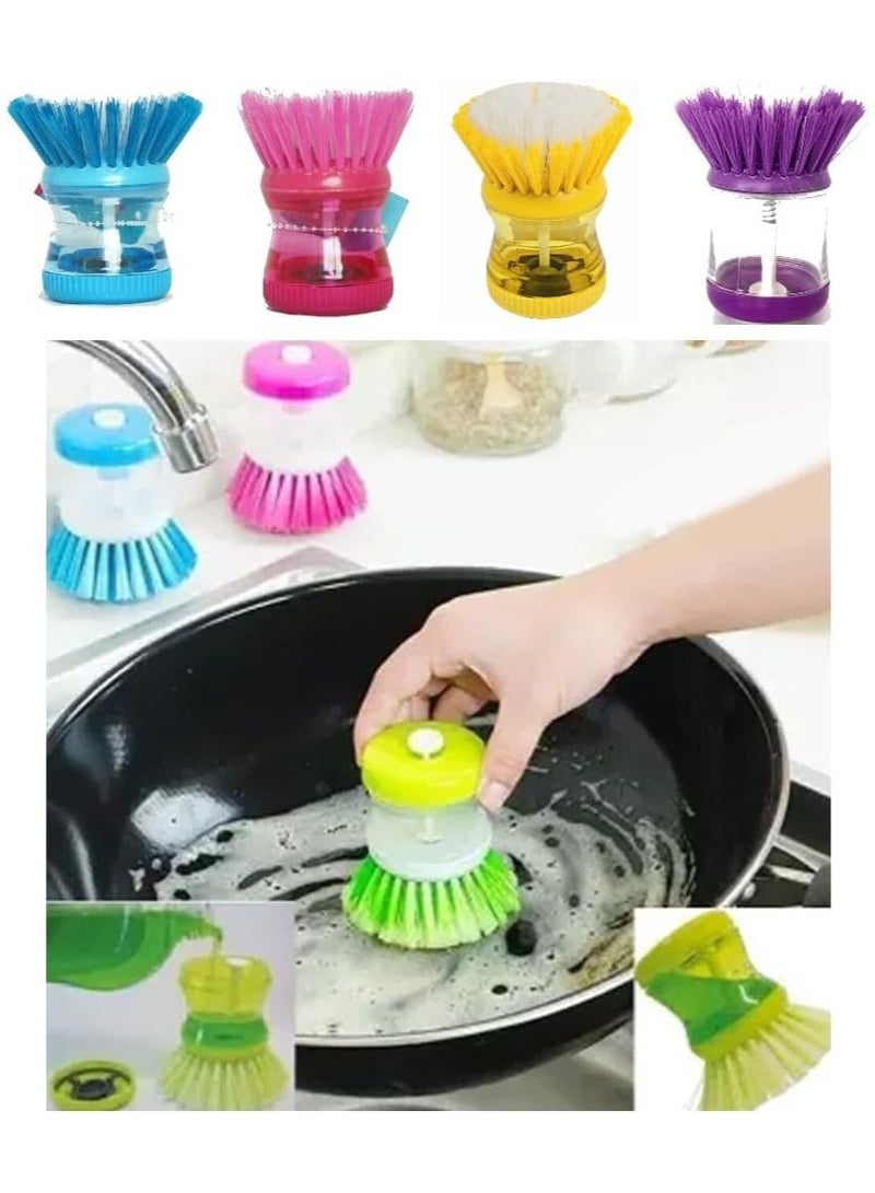 Dish Brush with Soap Dispenser – 1 Pc – Multicolor - Image 1