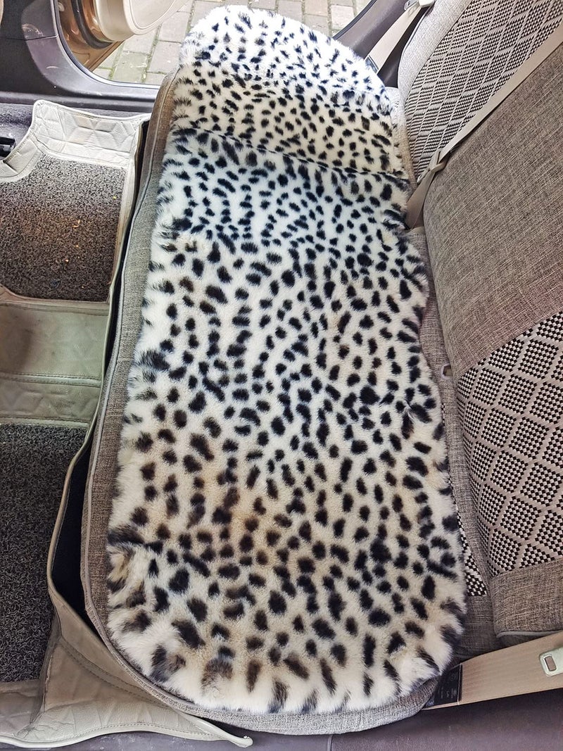 acdiac Winter Soft Warm Faux Rabbit Fur car seat Cushion,Universal fit Plush Front and Back Fuzzy car seat Pads Cushion Cover Protector - 1pcs (Back seat 1pcs, Leopard dots) - Image 1