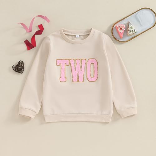 Lamuusaa Toddler Baby Girl Boy Birthday Outfit One/Two/Three/Four/Five/Six Embroidery Sweatshirt Shirts Birthday Gift - Image 2