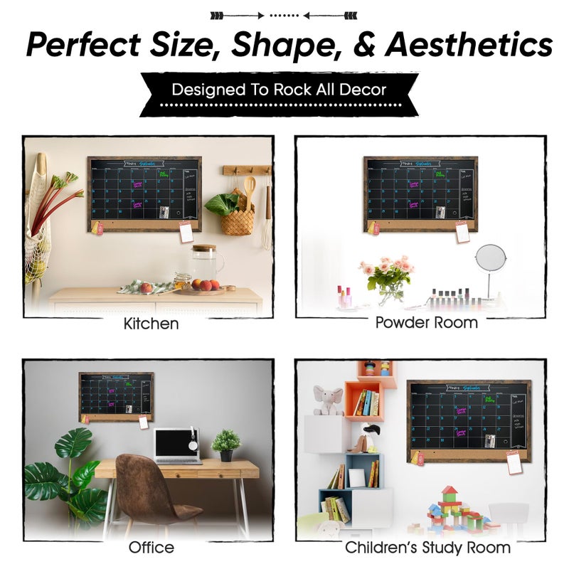 Loddie Doddie Framed Magnetic Chalkboard Calendar - 36 in x 24 in Alloy Steel Frame - Magnet Display for Photos & Notes - Chalkboard Calendar for Wall Organization - Menu Board for Kitchen Meals - Image 5