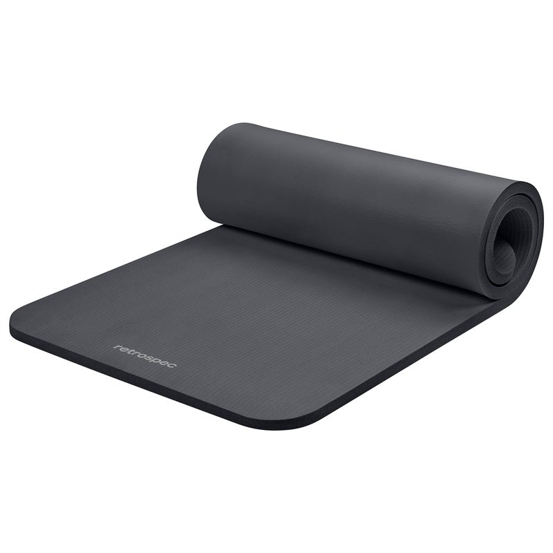Retrospec Solana Yoga Mat 1 Thick With Nylon Carry Strap for Men Women Non Slip Exercise Mat for Home Yoga Pilates Stretching Floor Fitness Workouts