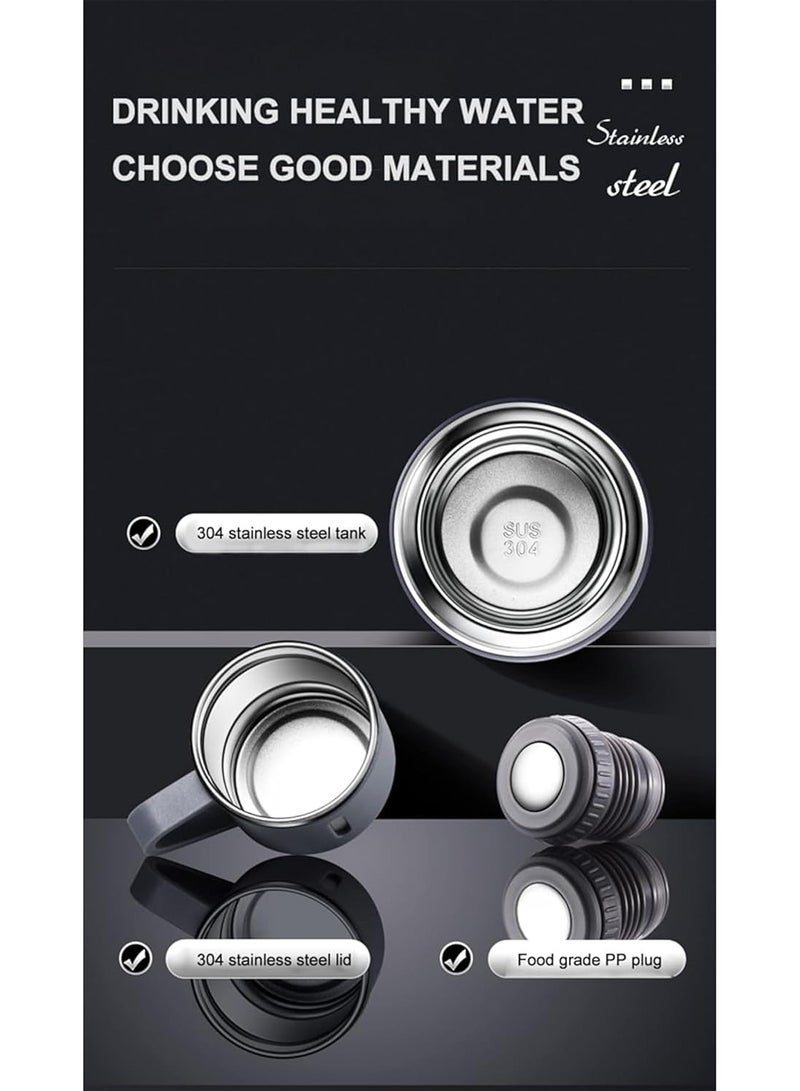 ELTRAZONE 500ml Stainless Steel Vacuum Thermos Flask with Silicone Handle & Insulated Water Bottle – Set of 2 Stainless Steel Cups for Hot & Cold Beverages, Outdoor Travel Essential Gift Box (2 Pack, Grey) - Image 4