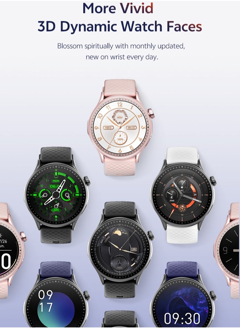 GTR3 Men's smartwatch, AMOLED Always On Display Bluetooth Call Waterproof Fitness Watch, Compatible Android iOS Black