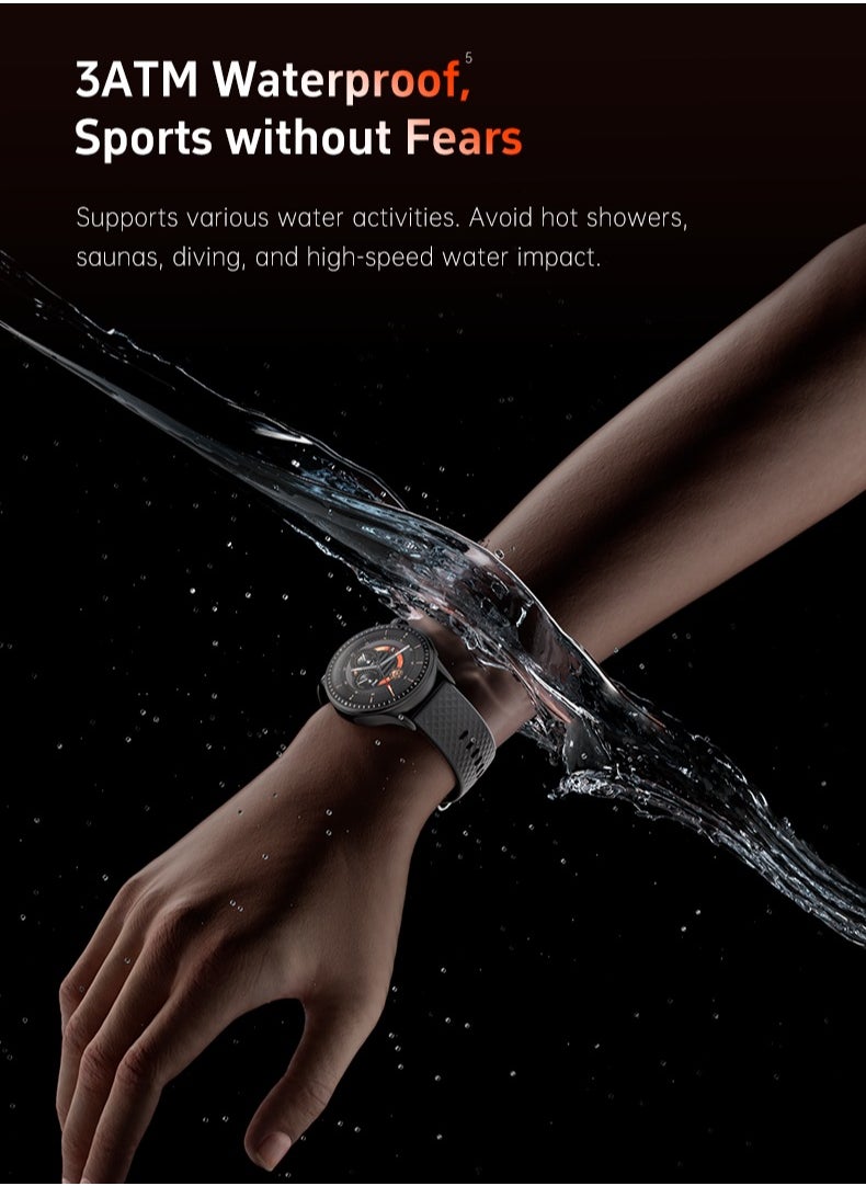 GTR3 Men's smartwatch, AMOLED Always On Display Bluetooth Call Waterproof Fitness Watch, Compatible Android iOS Black