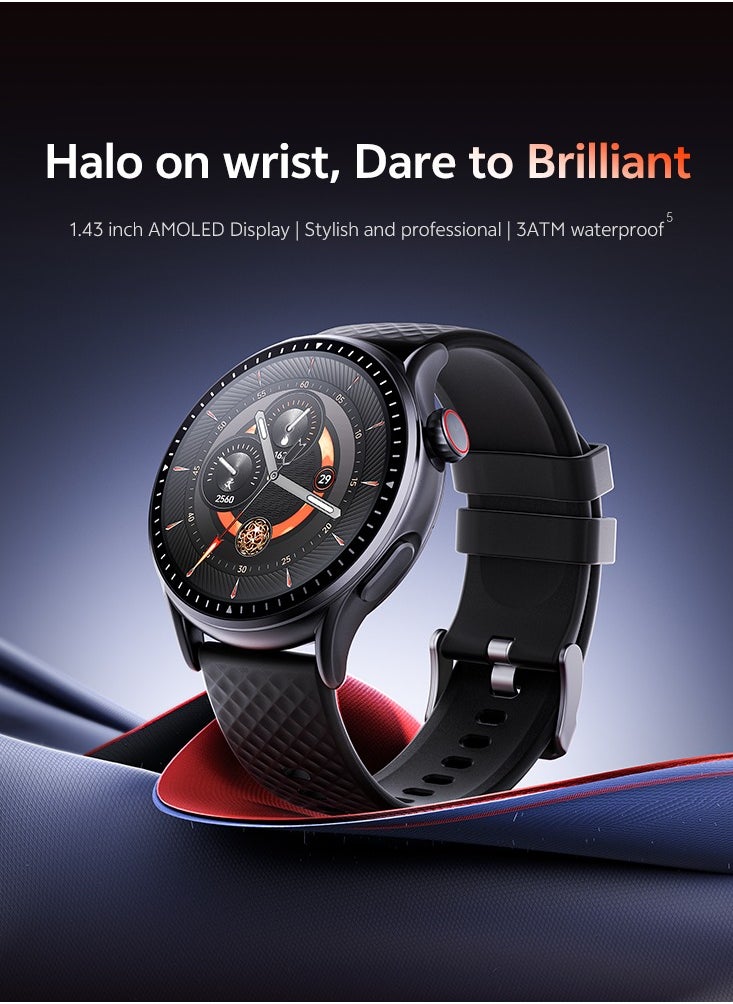 GTR3 Men's smartwatch, AMOLED Always On Display Bluetooth Call Waterproof Fitness Watch, Compatible Android iOS Black