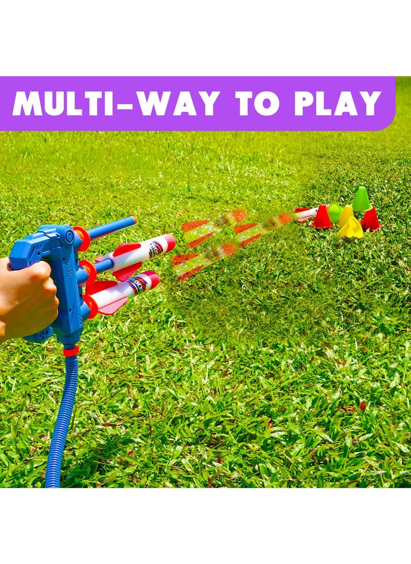 GRAFLO Rocket Launcher for Kids, Soars Very High, 6 High Flying Air Rockets, 6 Cones & Adjustable Launcher - 2 in 1 Toy for Kids, Fun Outdoor Toys and Gift for Boys or Girls, 3+ Years  - Image 5