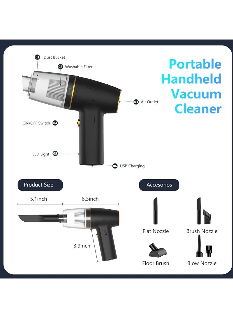 360 Air Duster / Mini Vacuum 4000mAh 120W 8000pa Suction, Foldable Compressed Air Duster Rechargeable Handheld Vacuum Cordless Keyboard Cleaner Air Blower Car Vacuum Cleaner for Compute/Car/House - Image 2