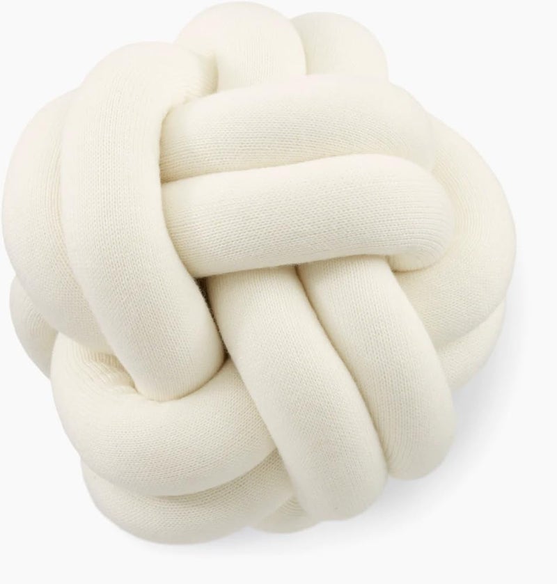 Pluchi Nodo Combed Cotton Knitted Knot Pillow/Knot Pillow for Sofa (30 cm x 30 cm) (Ivory) - Image 3