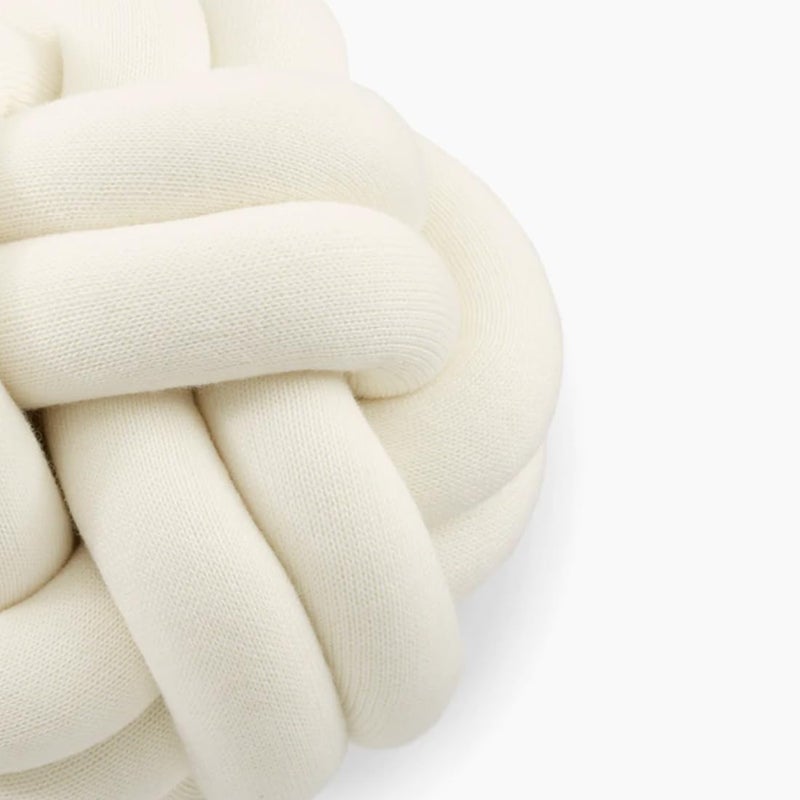 Pluchi Nodo Combed Cotton Knitted Knot Pillow/Knot Pillow for Sofa (30 cm x 30 cm) (Ivory) - Image 2