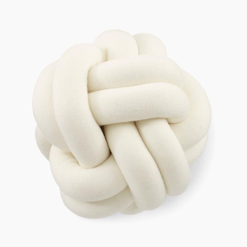 Pluchi Nodo Combed Cotton Knitted Knot Pillow/Knot Pillow for Sofa (30 cm x 30 cm) (Ivory) - Image 1