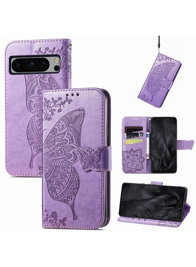 Green Tiger Case For Google Pixel 8 Pro Butterfly Love Flower Embossed Leather Phone Case - Image 1