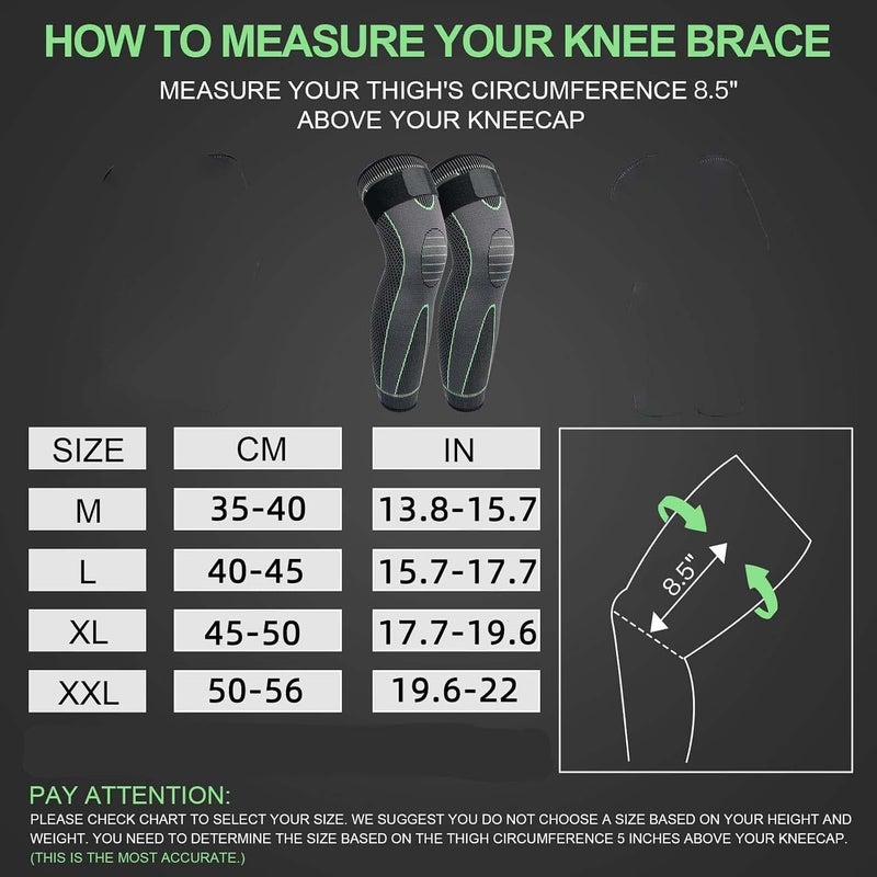 Ofrdncy Leg Compression Sleeve Full Leg 2 Pack Long/Self-Heating Knee Brace for Men Women Knee Support Protector for Running,Weightlifting, Workout and other Sport-4Sizes - Image 1