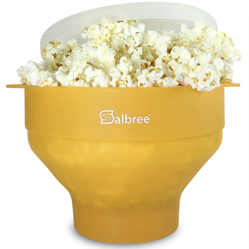 The Original Salbree Collapsible Silicone Microwave Popcorn Popper Maker Machine Microwavable Bowl Holds 16 Cups Uses Hot Air and Oil Always Optional  The Most Colors Available Yellow