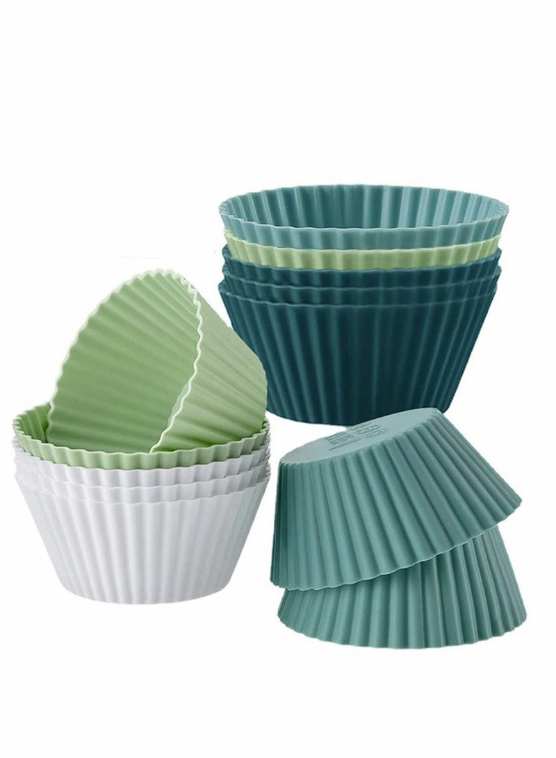 Excefore كوب خبز سيليكون المطبخ أكواب قابلة لإعادة الاستخدام قوالب كعكة - غير سامة، خالية من BPA، آمنة في غسالة الصحون (12 حزمة) - Image 1