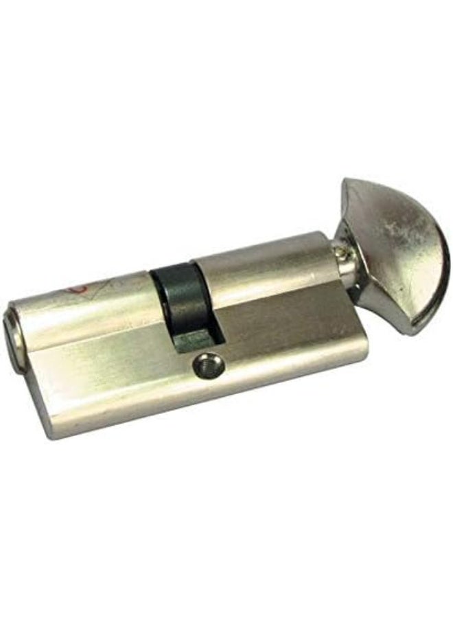 NJM Bathroom Cylinder 70mm Satin Silver Key Lock With No Key - Image 1