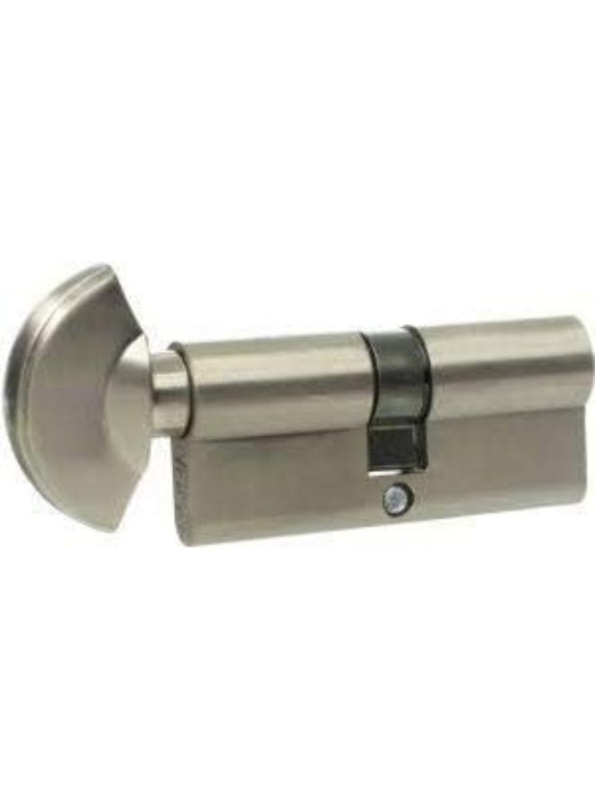 NJM Bathroom Cylinder 70mm Satin Silver Key Lock With No Key - Image 2