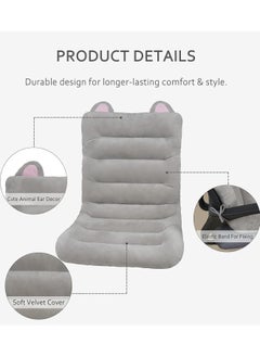 ماركة غير محددة Desk Chair Cushion 85cm Office Chair Cushion Seat Cushion with Back Support Lounger Cushion with Fixing Band (Grey) 85×45cm  - Image 3