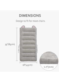 ماركة غير محددة Desk Chair Cushion 85cm Office Chair Cushion Seat Cushion with Back Support Lounger Cushion with Fixing Band (Grey) 85×45cm  - Image 2