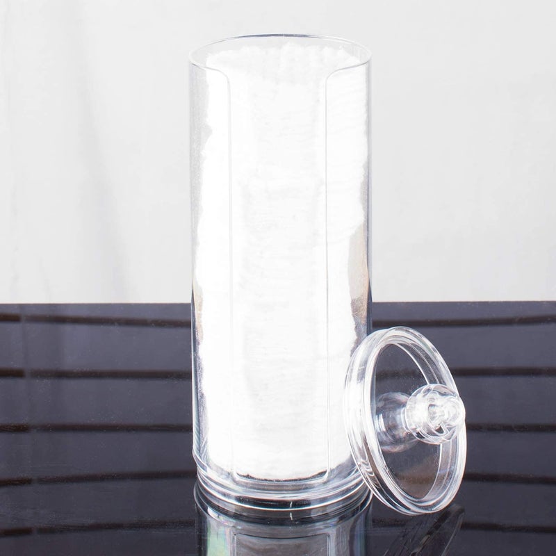 KASTWAVE Cotton Pad Jar Creative Transparent Make up Organizers Round Cosmetic Storage Dispenser Container Cotton Swab Holder for Women - Image 4