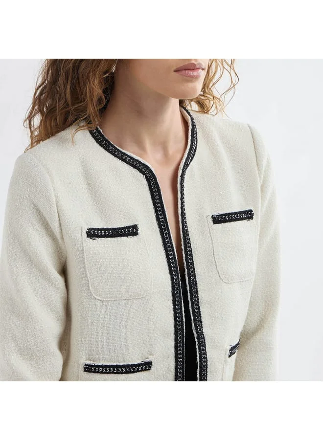 Splash FAV Textured Blazer with Long Sleeves and Pockets