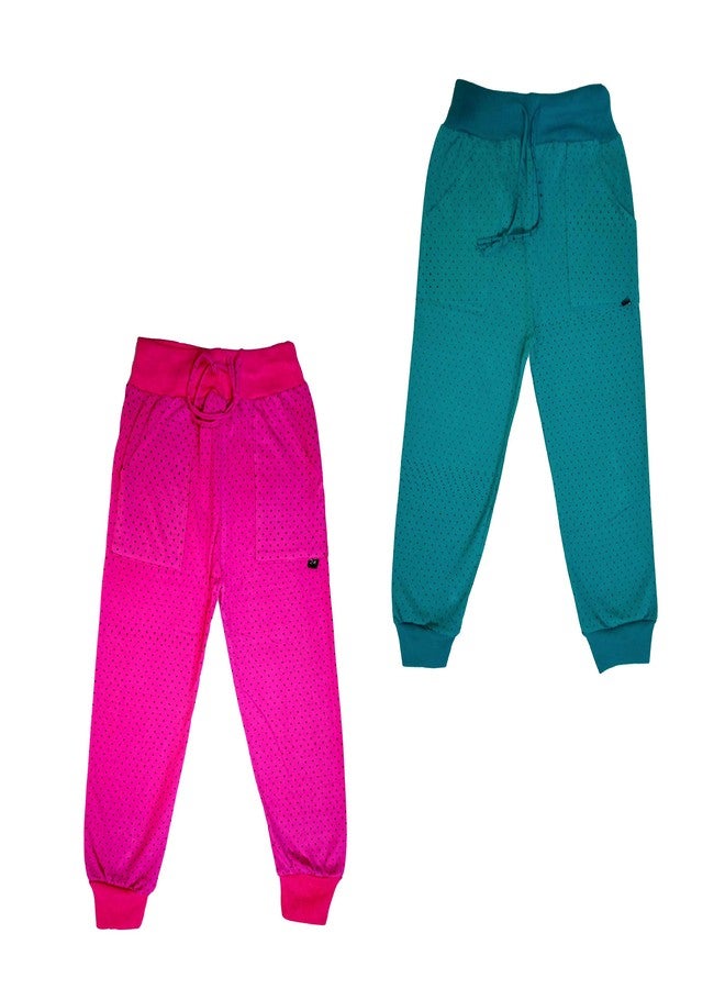 LOVO Girls Cotton Dot Print Capri Pants (Multicolor4, 7-8 Years) Pack of 2 - Image 1