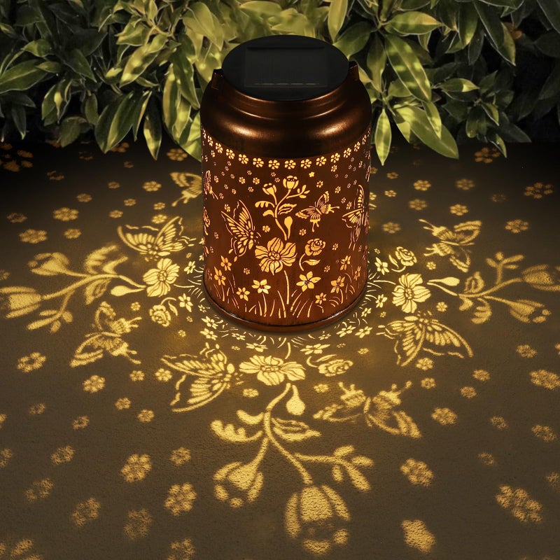 Tepaken Solar Lanterns Outdoor Waterproof Hummingbird Garden Decor Gifts for Women Mom Grandma Hanging Lights Metal Solar Decoration Outside for Yard PatioBackyardButterfly and Sunflower - Image 2