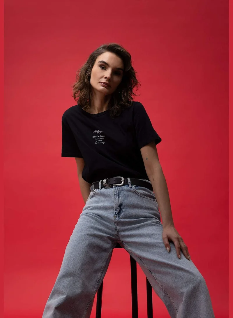 DeFacto Woman Crew Neck Knitted Short Sleeve T-Shirt