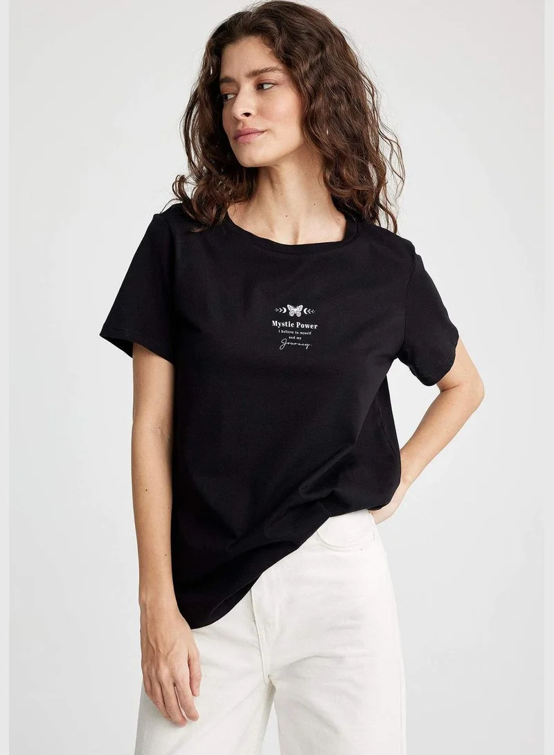DeFacto Woman Crew Neck Knitted Short Sleeve T-Shirt