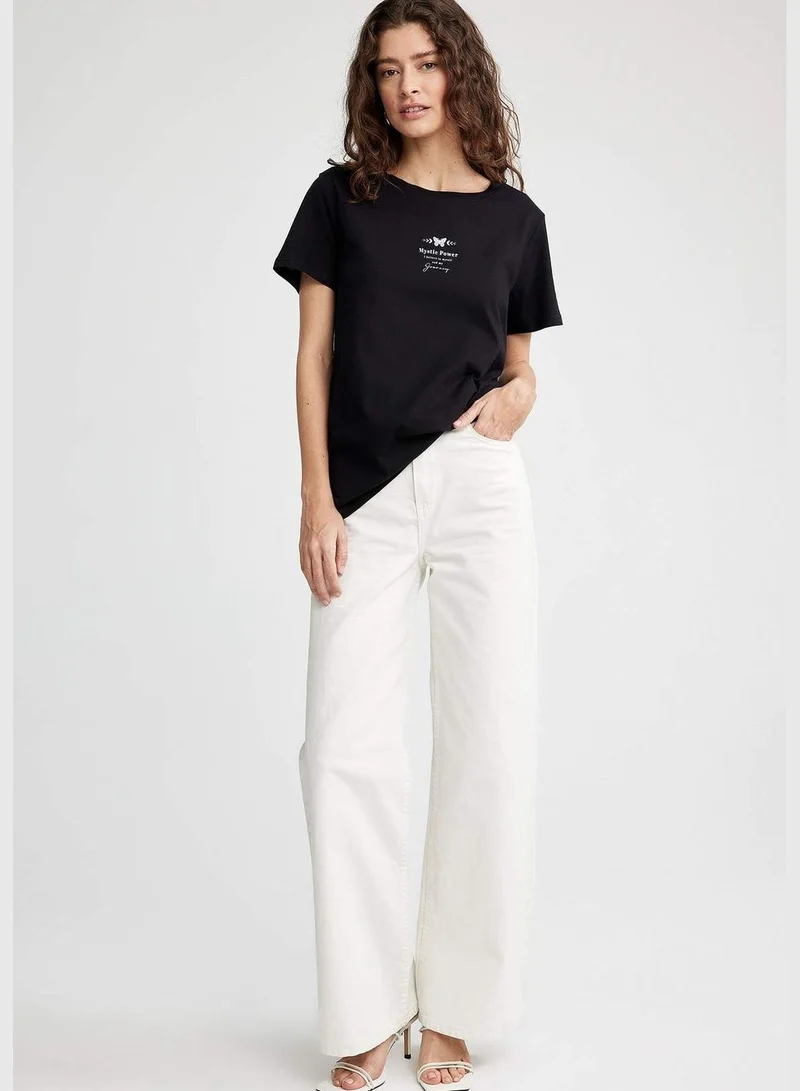 DeFacto Woman Crew Neck Knitted Short Sleeve T-Shirt