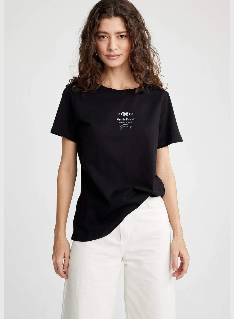 DeFacto Woman Crew Neck Knitted Short Sleeve T-Shirt