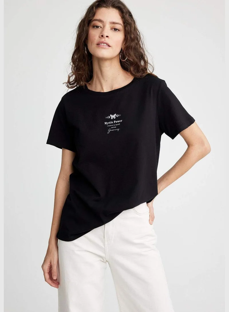 DeFacto Woman Crew Neck Knitted Short Sleeve T-Shirt
