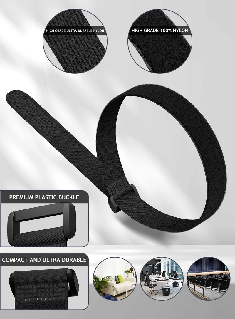 Aidunmis 24 Pack Cable Straps Reusable Fastening Cinch Straps Wire Loop Ties(1" x 12"), Adjustable Hook And Loop Straps with Buckle Nylon Extend Securing Strap for Extension Cord Wrap, Cable, Hose Organization - Image 2
