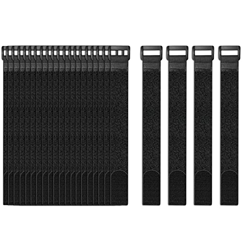Aidunmis 24 Pack Cable Straps Reusable Fastening Cinch Straps Wire Loop Ties(1" x 12"), Adjustable Hook And Loop Straps with Buckle Nylon Extend Securing Strap for Extension Cord Wrap, Cable, Hose Organization - Image 1
