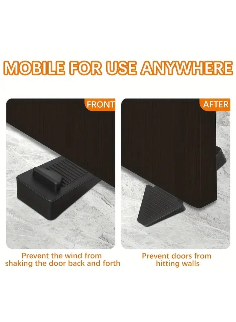 كلين ويف طقم 3 قطع مصدّات أبواب مطاطية سوداء ثقيلة – مانعة للانزلاق، آمنة للأرضيات، للاستخدام المنزلي والمكتبي | سهلة الاستخدام ومتينة - Image 4