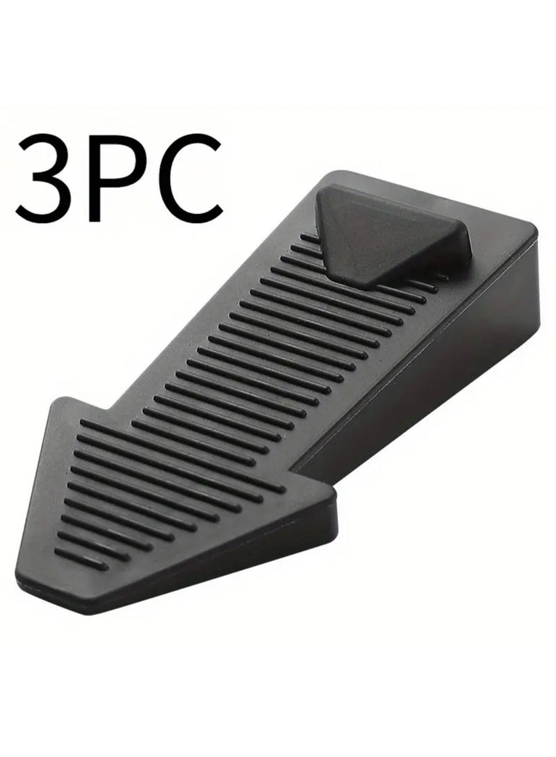 كلين ويف طقم 3 قطع مصدّات أبواب مطاطية سوداء ثقيلة – مانعة للانزلاق، آمنة للأرضيات، للاستخدام المنزلي والمكتبي | سهلة الاستخدام ومتينة - Image 1