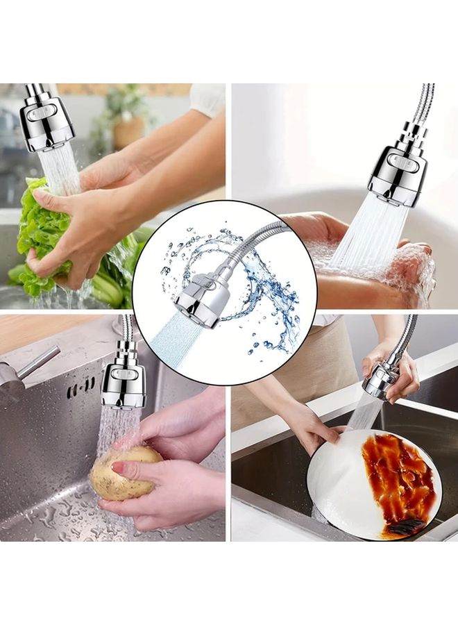 Universal Silvery Sink Faucet Extension Nozzle 360 Rotatable Spray Head Two Modes Splash Proof - Image 5