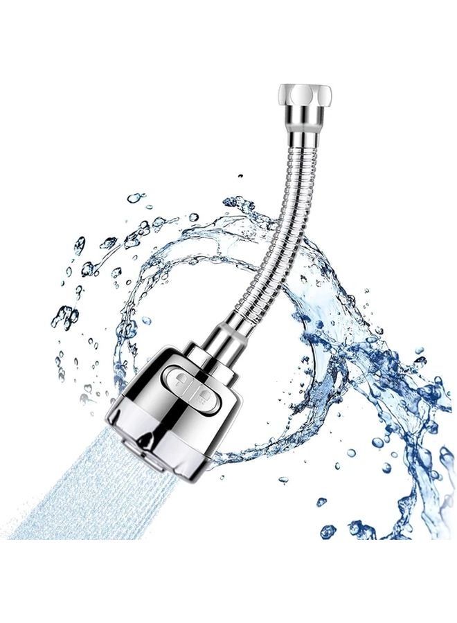 Universal Silvery Sink Faucet Extension Nozzle 360 Rotatable Spray Head Two Modes Splash Proof - Image 2