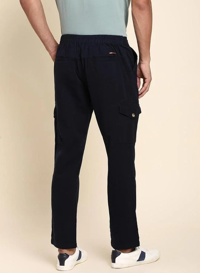 Dennis Lingo Dennis Lingo Mid Rise Plain Casual Cargos Trousers