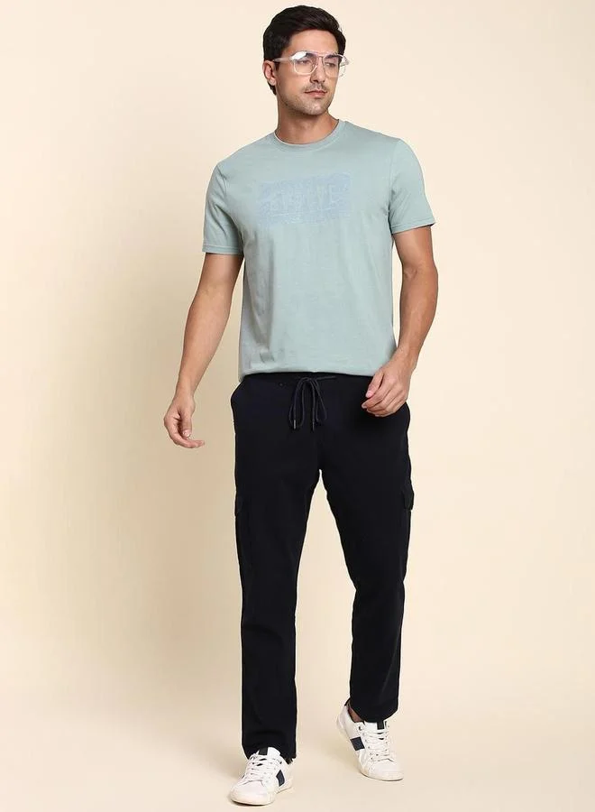 Dennis Lingo Dennis Lingo Mid Rise Plain Casual Cargos Trousers