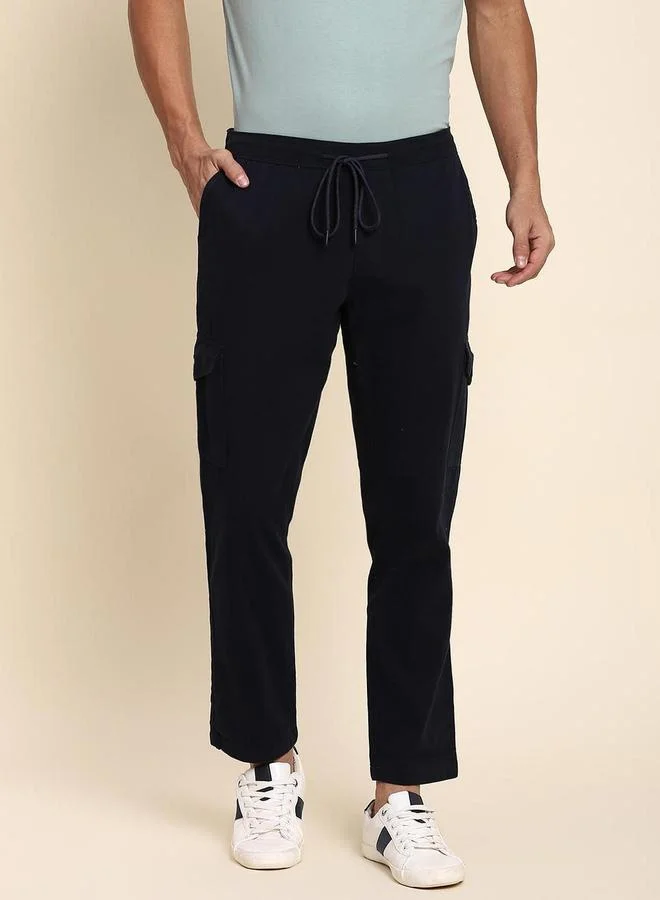 Dennis Lingo Dennis Lingo Mid Rise Plain Casual Cargos Trousers