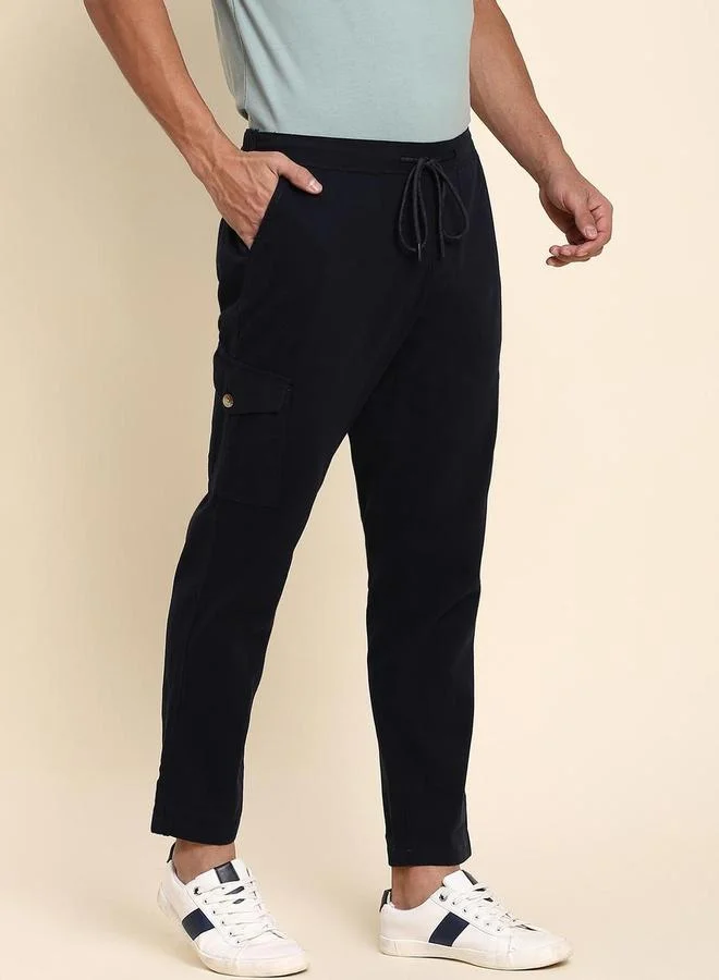 Dennis Lingo Dennis Lingo Mid Rise Plain Casual Cargos Trousers
