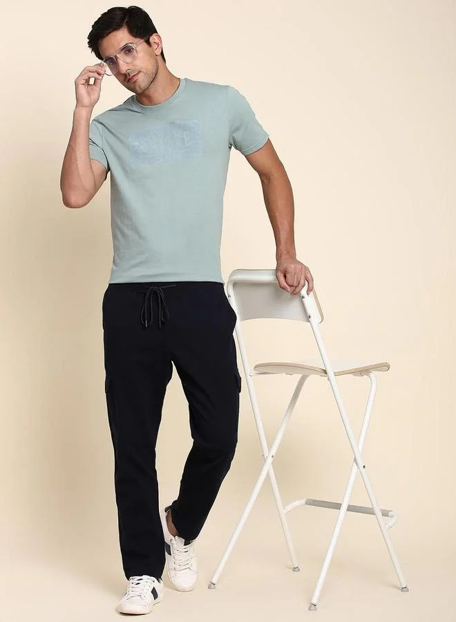 Dennis Lingo Dennis Lingo Mid Rise Plain Casual Cargos Trousers