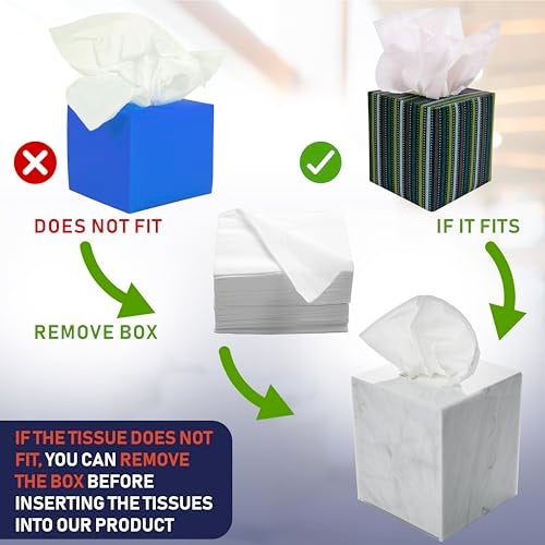 Dasher Products Acrylic Tissue Box Holder, Square Dispenser for Facial Tissues, Napkins, and Dryer Sheets. Perfect for Bathrooms, Desks, Countertops, Vanities, Bedrooms, and Nightstands (Square, Marble) - Image 5