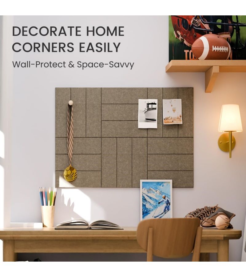 6pcs Large Arched Felt Bulletin Board Set Sage Color S Double Stripe Self Adhesive Notice Board Foldable Pin Board Office Wall Decor Visual Panel Room Decoration Dart Mat - Image 5