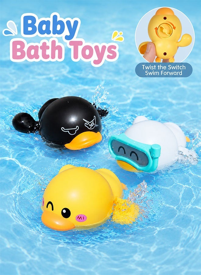 Super ZYouth 3 PCS Baby Bath Toys, Wind-Up Swimming Duck Bath Toys for Toddlers, No Battery Bathtub Water Toys, Cute Floating Pool Toys for Kids - Image 1