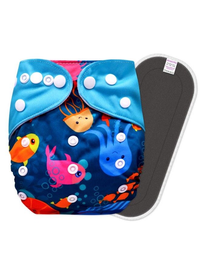 BEMBIKA - Cloth Diapers For Babieswashable Reusable Cloth Diaper Ll Sizes Adjustable With 5 Layer Bamboo Charcoal Insert (Sea Captain) - Image 1