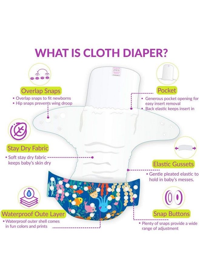 BEMBIKA - Cloth Diapers For Babieswashable Reusable Cloth Diaper Ll Sizes Adjustable With 5 Layer Bamboo Charcoal Insert (Sea Captain) - Image 1