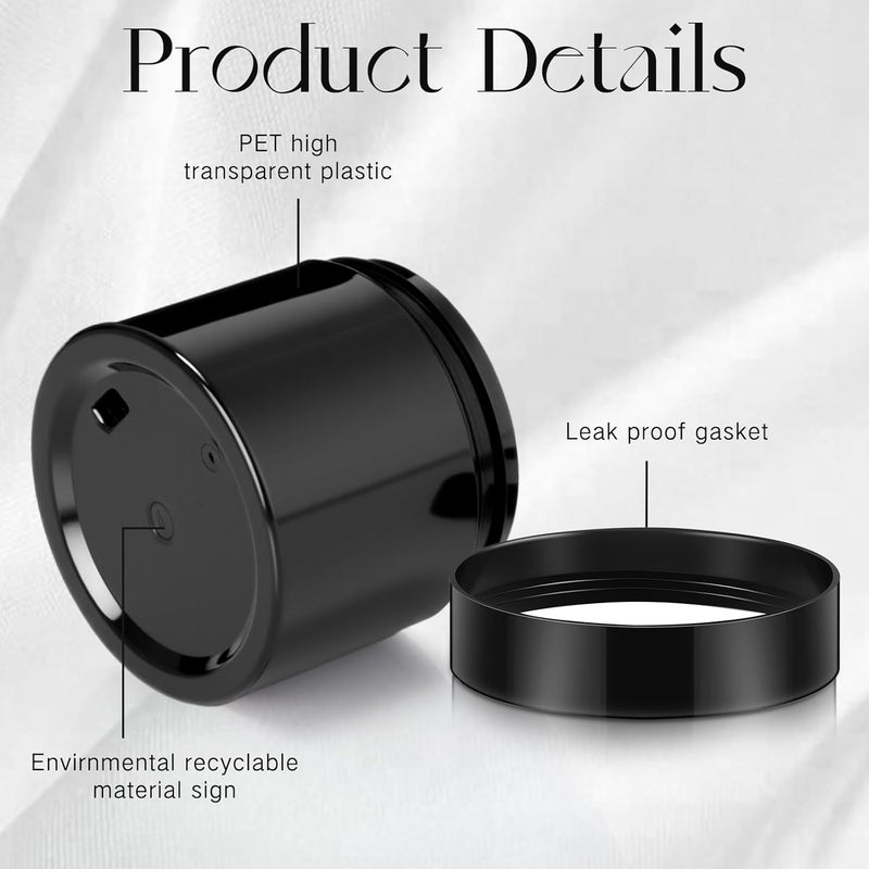 Patelai 4 Pieces Round Wide-mouth Leak Proof Plastic Container Jars with Lids for Travel Storage Makeup Beauty Products Face Creams Oils Salves Ointments DIY Making(6 Ounce,Pure Black) - Image 3