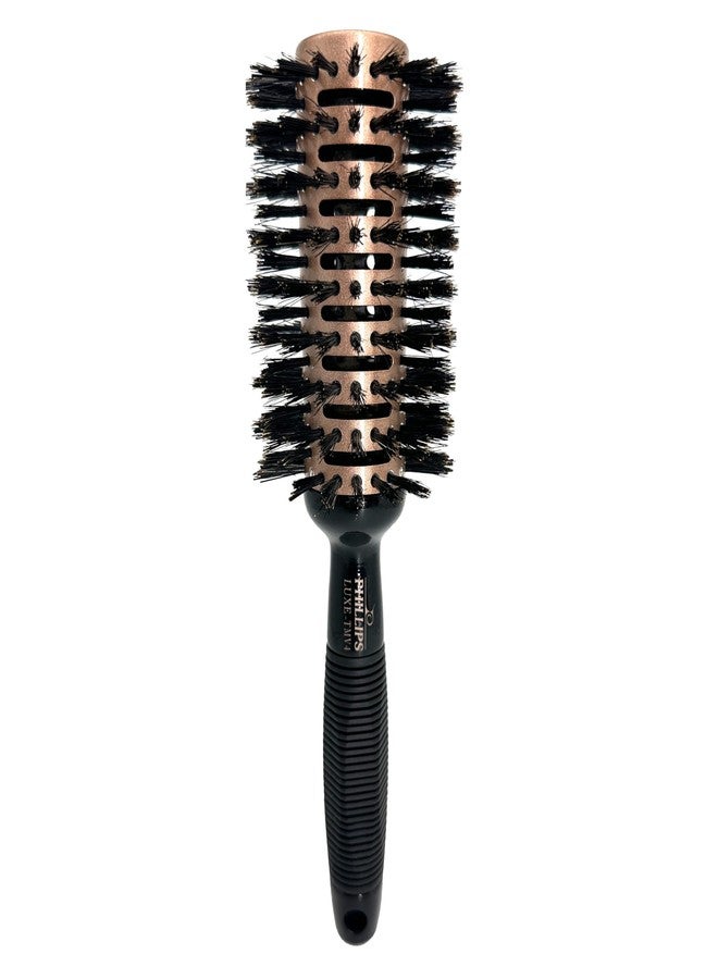 Phillips Brush Luxe Tourmaline Monster Vent 4 Professional Hair Brush (3” Diameter Barrel) - Vented Hairbrush Nylon Reinforced Boar Bristles, Sleek Rose Gold & Black - Image 1