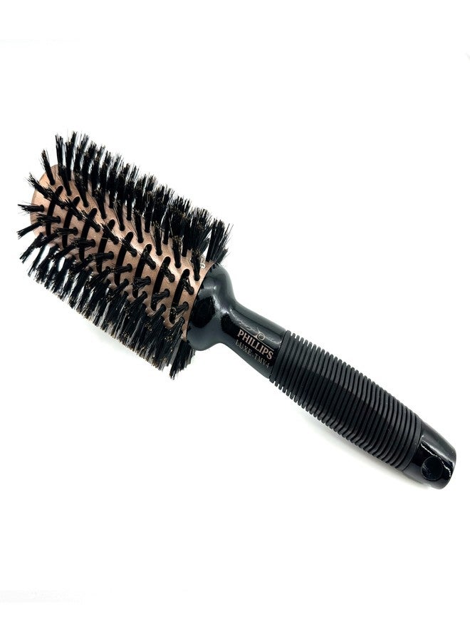 Phillips Brush Luxe Tourmaline Monster Vent 4 Professional Hair Brush (3” Diameter Barrel) - Vented Hairbrush Nylon Reinforced Boar Bristles, Sleek Rose Gold & Black - Image 2